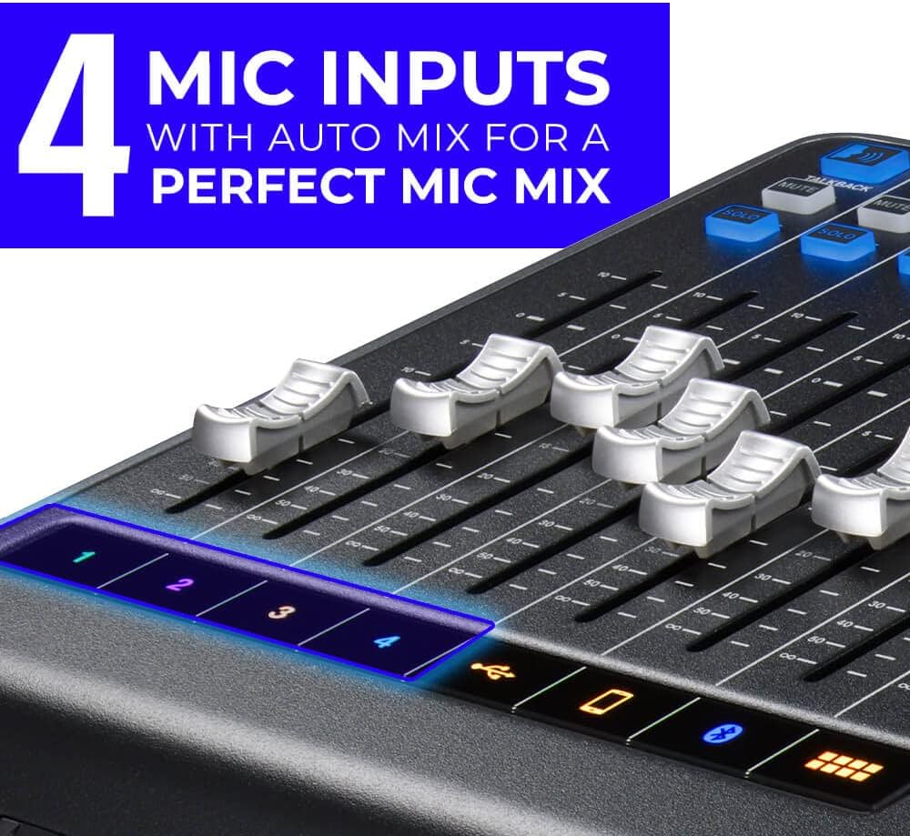 Tascam Mixcast 4 Podcast Studio Mixer Station with built-in 14-track Recorder / USB Audio Interface, Streaming, Bluetooth
