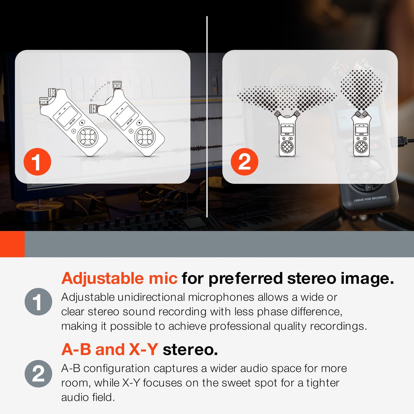 Tascam DR-07X Stereo Handheld Digital Audio Portable Recorder and USB Audio Interface, Pro Field, AV, Music, Dictation Recorder