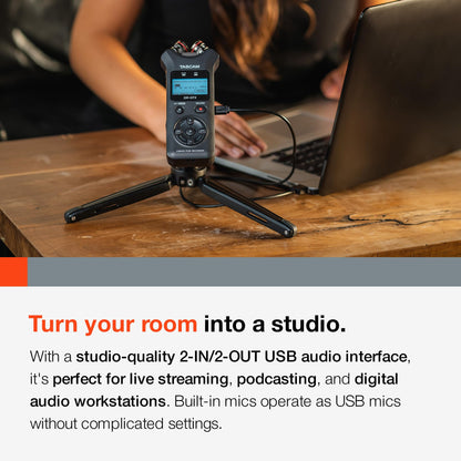 Tascam DR-07X Stereo Handheld Digital Audio Portable Recorder and USB Audio Interface, Pro Field, AV, Music, Dictation Recorder