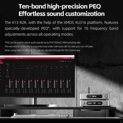 FiiO K13 R2R Desktop DAC & Headphone Amp, High-Fidelity 24Bit R2R DAC, Powerful 2400mW Output, LDAC Bluetooth Streaming, Dual Power Supply, 10-Band PEQ, Balanced XLR & RCA Audio Output (Silver)