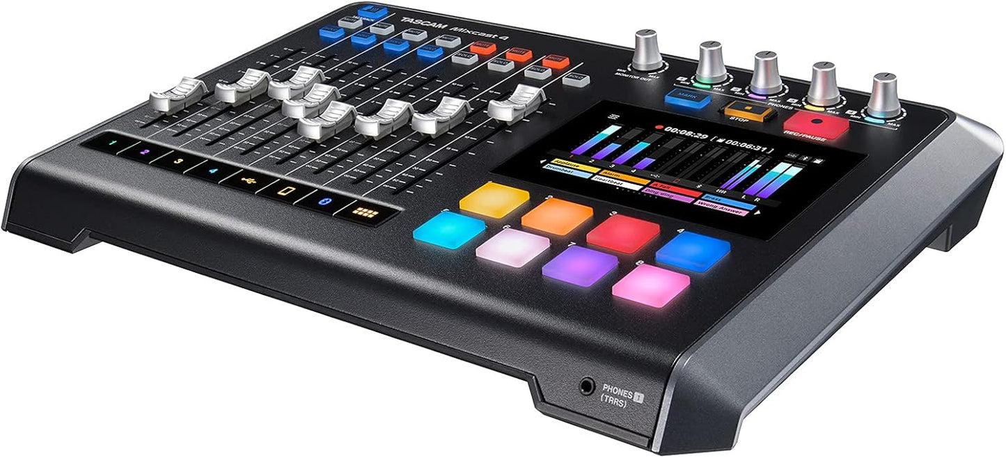 Tascam Mixcast 4 Podcast Studio Mixer Station with built-in Recorder / USB Audio Interface
