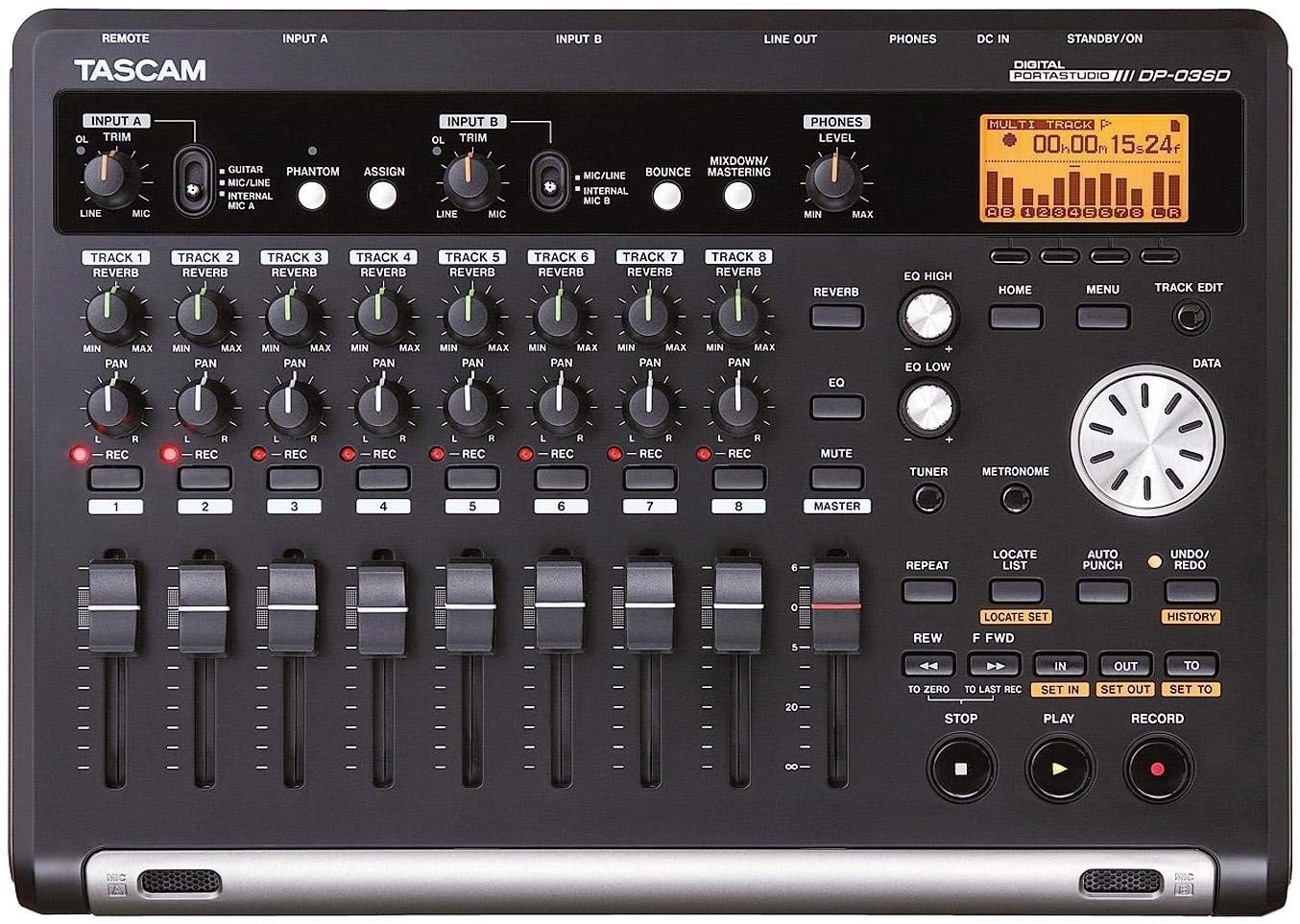 Tascam DP-03SD 8-Track Digital Portastudio Multi-Track usb Audio Recorder 2.10 x 11.40 x 8.20 inches,Black