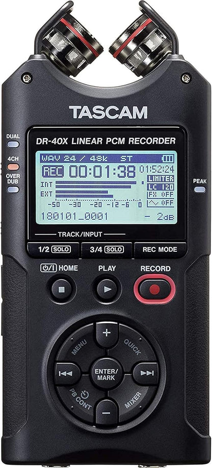 Tascam DR-40X Four Track Handheld Recorder and USB Interface,Black