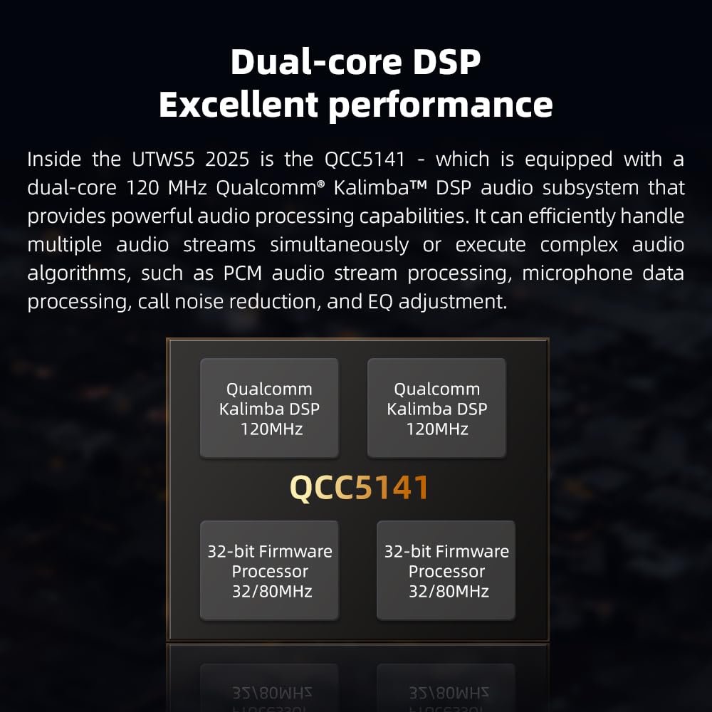 FiiO UTWS5 2024 True Wireless Bluetooth Earbuds Hook & Headphone Amp for IEMs, Hi-Res 96kHz/24bit LDAC -MMCX/0.78 2pins Connector, Wireless & USB-C Fast Charging.