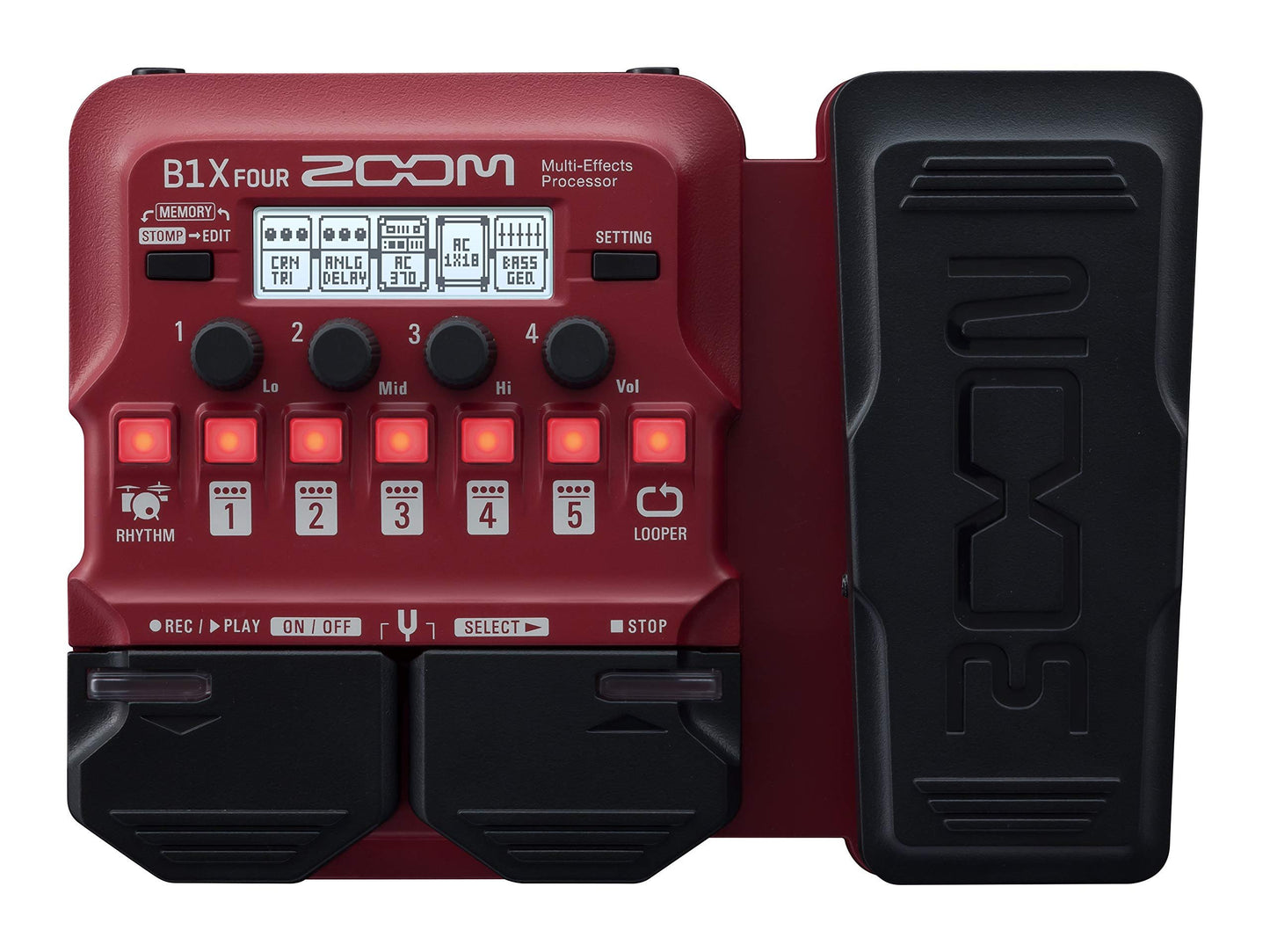 Zoom B1X Four Bass Multi-Effects Processor with Expression Pedal, with 70+ Built-in Effects, Amp Modeling, Looper, Rhythm Section, Tuner, Battery Powered