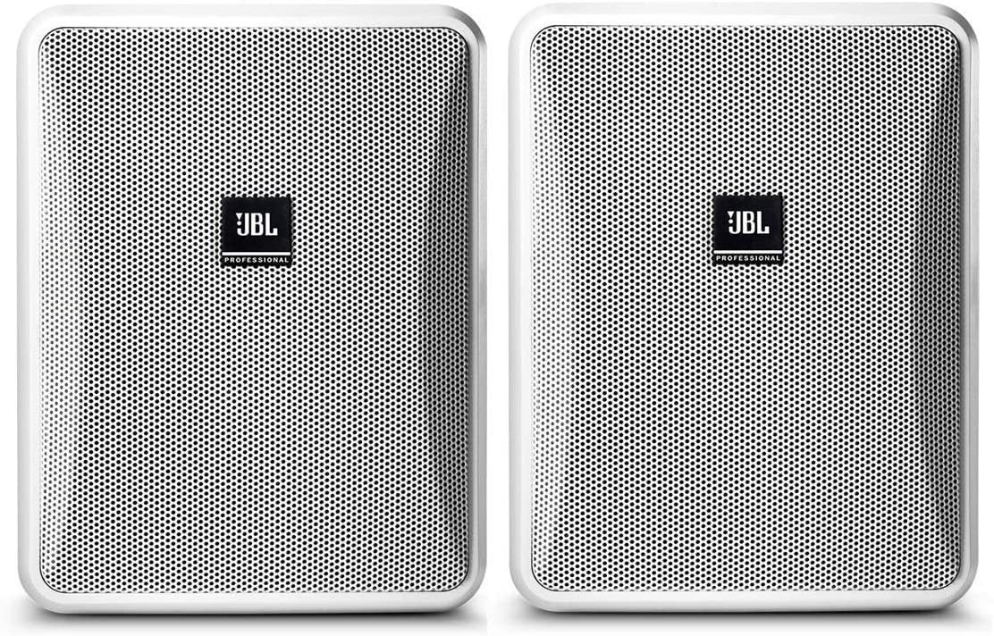 JBL Professional Control 25-1-WH Compact Indoor/Outdoor Background/Foreground Speaker, White, Sold as Pair