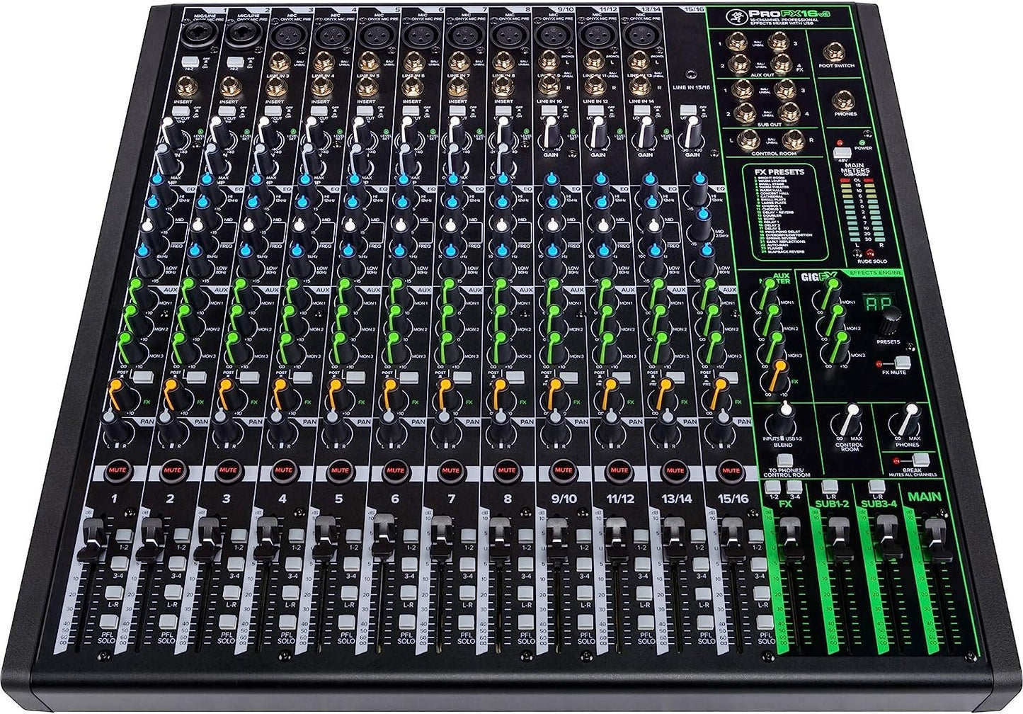 Mackie ProFXv3 Series, 12-Channel Professional Effects Mixer with USB, Onyx Mic Preamps and GigFX effects engine - Unpowered (ProFX12v3)