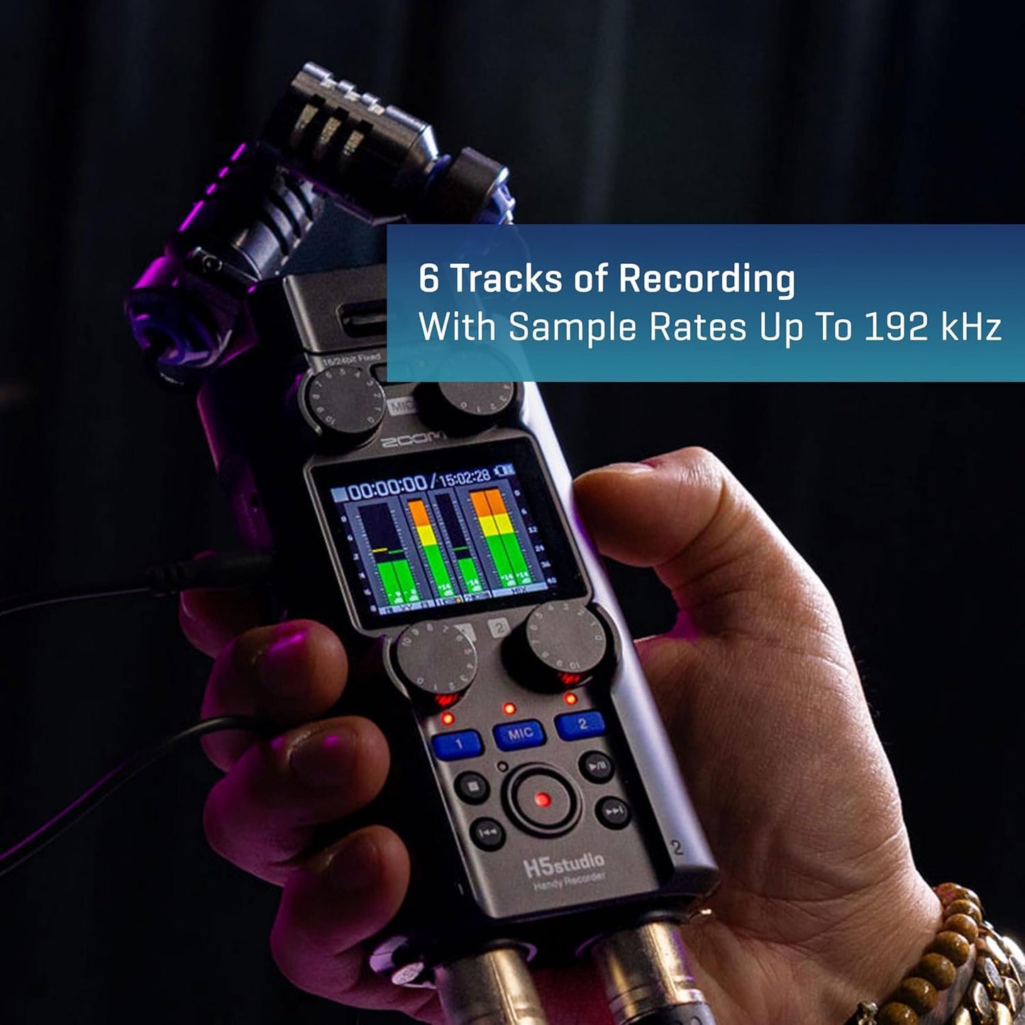 Zoom H5studio 6-Track 32-Bit Float Handy Recorder Bundle with APH-5s Accessory Pack with Hairy Windscreen, Padded Shell Case, AC Adapter, & USB C-Cable