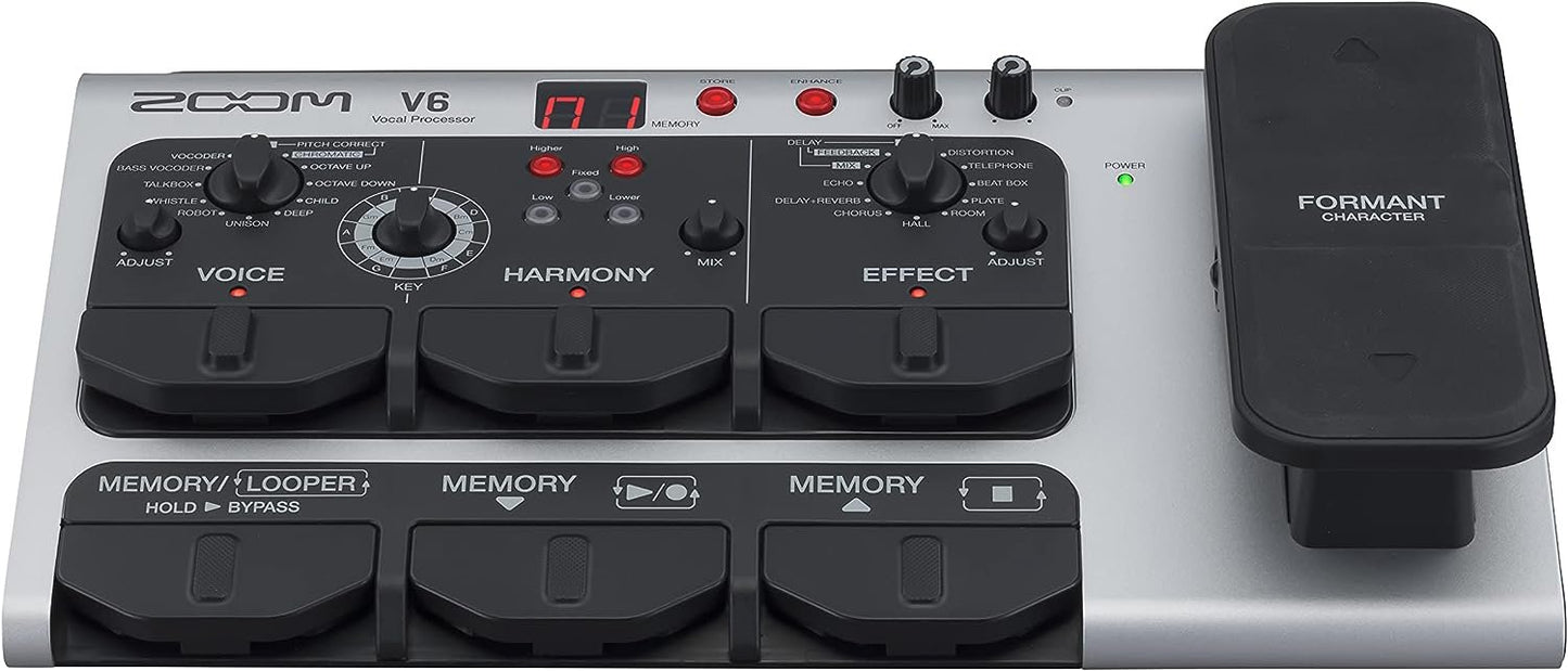 Zoom V6-SP Vocal Processor, Vocal Effects Pedal, Formant Pedal, Harmony, Looper, 10 Studio Grade Effects, For Studio and Live Performance