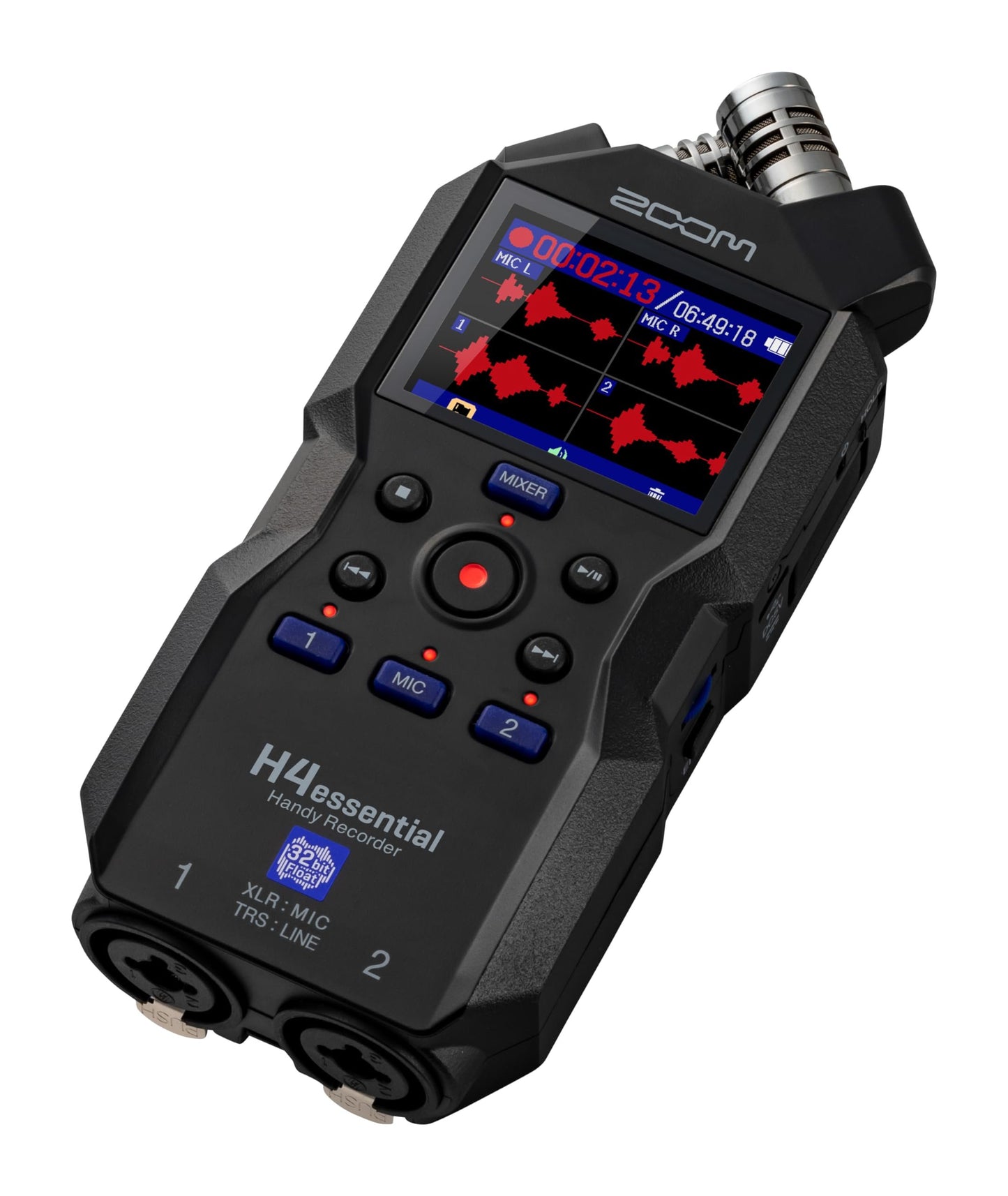 Zoom H4 Essential 4-Track Stereo Recorder with 32-Bit Float Recording, Stereo Microphones, 2 XLR/TRS Combo Inputs, USB Audio Interface, Accessible Design for Voice, Music, & Podcasting
