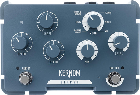 Kernom ELIPSE Modulation Effects Pedal, Morph Between Chorus, Tremolo, Flanger, Phaser & More, Multi-Mode Analog with Digital Control, MIDI Compatible, Expression, 128 Presets