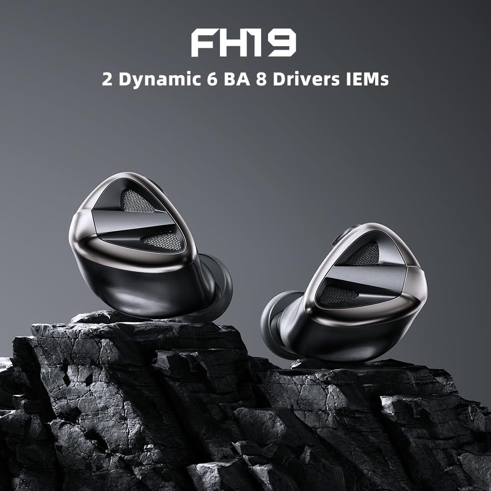 FiiO FH19 HiFi IEM Earphone| 2 Dynamic+ 6 BA Hybrid Driver IEM, Detachable MMCX Headphone Cable for Musician Audiophile