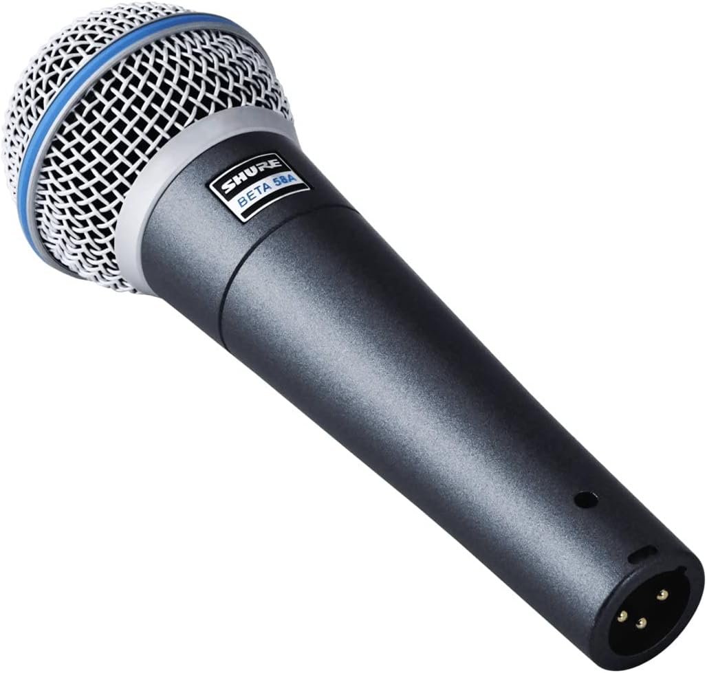 Shure BETA 58A Vocal Microphone - Single Element Supercardioid Dynamic Mic for Stage and Studio, Includes A25D Adjustable Stand Adapter, 5/8” to 3/8” (Euro) Thread Adapter and Storage Bag