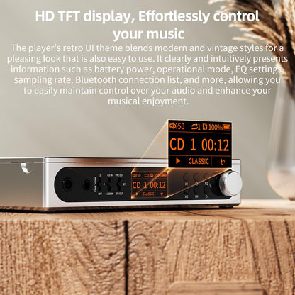 FiiO DM15 Portable Stereo CD Player with True 24Bit R2R DAC, 1150mW+1150mW High-Power Output, aptX Adaptive Bluetooth Transmitter, 24 Sound Presets, USB/CD HiFi Audio, HD Display