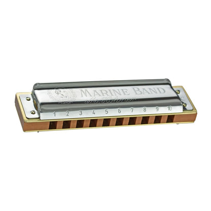 Hohner Marine Band 1896 Diatonic Harmonica with Brass Body, Curved Covers, and Side Vents (Stainless Steel, 5-Pack)