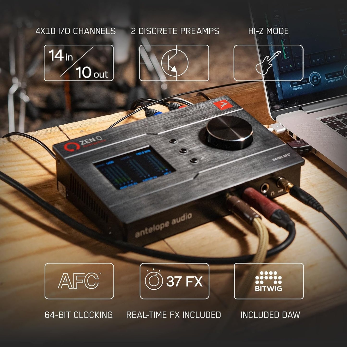 Zen Q Synergy Core Audio Interface, 14x10 Bus-Powered Thunderbolt 3 Interface for Recording Music, with Onboard Real-Time Audio Recording Effects, XLR Interface Connection - Antelope Audio