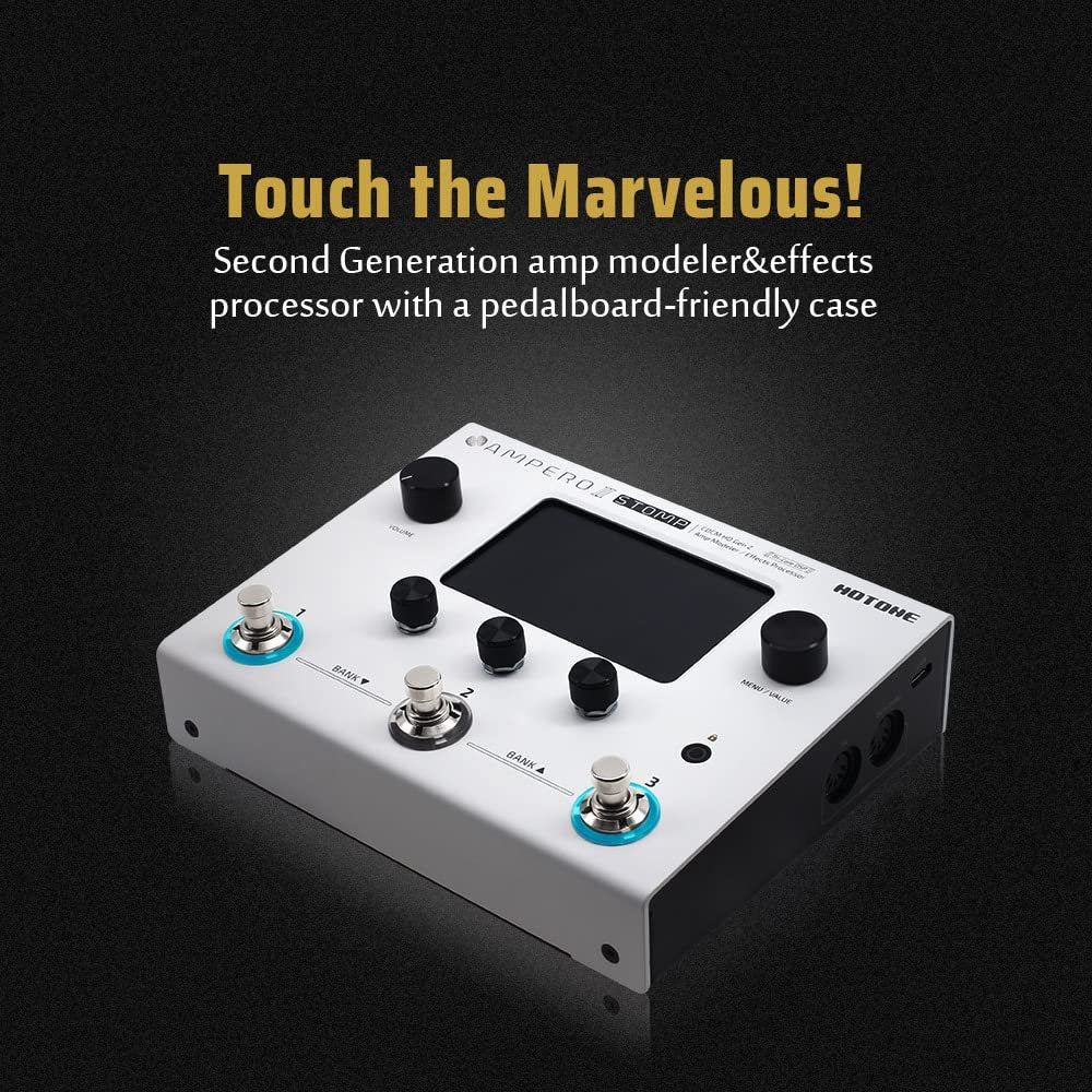 HOTONE Guitar Multi Effects Processor Multi Effects Pedal Touch Screen Guitar Bass Amp Modeling IR Cabinets Simulation Guitar Effects Pedal Multi FX Processor Ampero