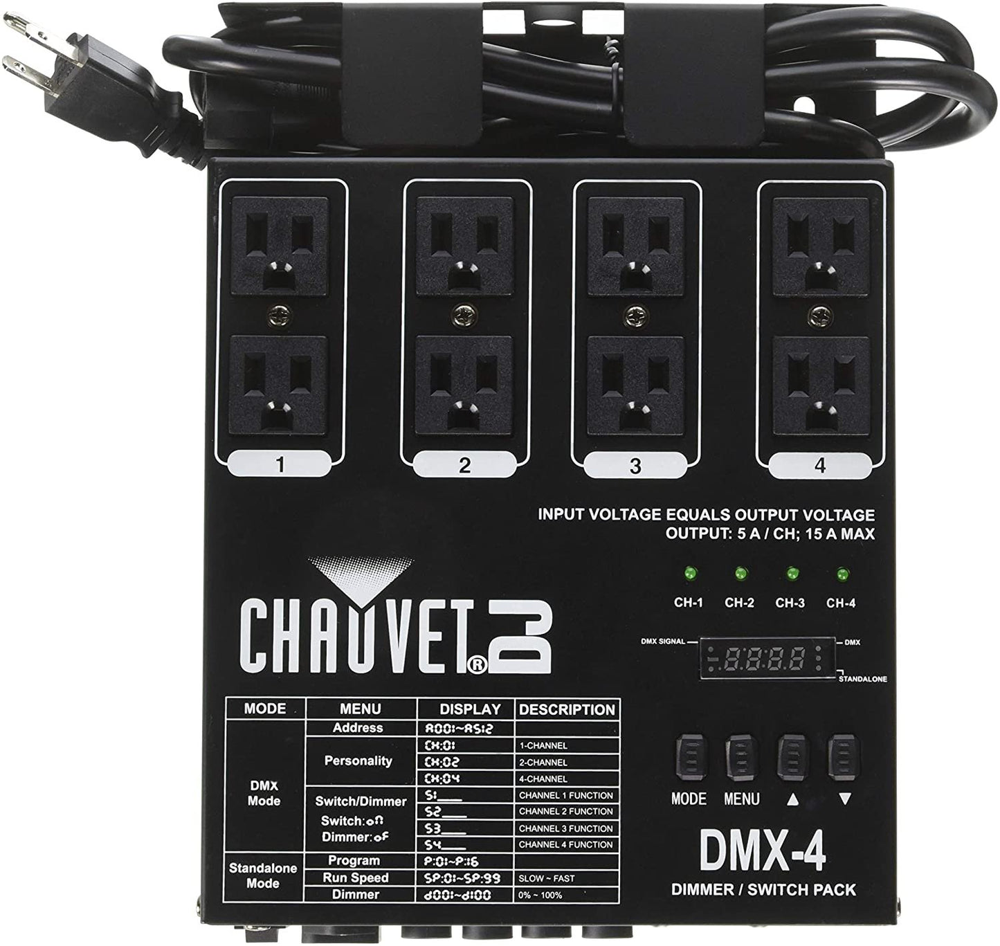 CHAUVET DJ DMX-4 LED Lighting Dimmer/Relay Pack | Lighting Accessories