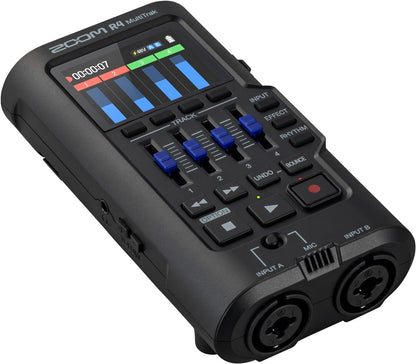Zoom R4 MultiTrak 32-Bit Float Recorder with Stereo Bouncing, 2 XLR/Combo Inputs, Built-In Microphone, Effects, Rhythms, Battery Powered, and Audio Interface
