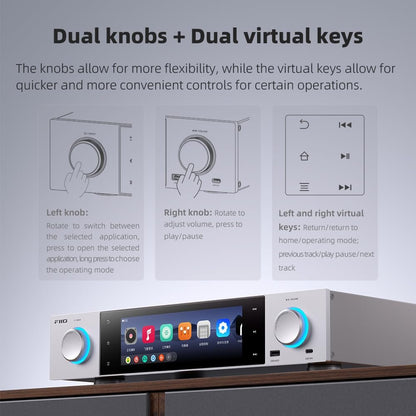 FiiO S15 Streamer Network Player Music Service, Android 12 Snapdragon 660, AKM DAC AK4191+AK4499EX, 7.84-inch Screen, HDMI/ARC DAC (Silver)