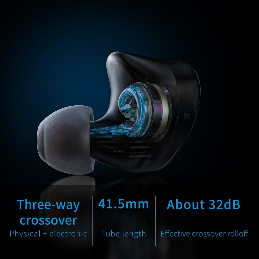 FIIO FH3 HiFi Earphones 3 Drivers (1 Dynamic + 2 Knowles BA), in-Ear Earphones High Resolution, Bass Sound, High Fidelity for Smartphone/PC/Tablet