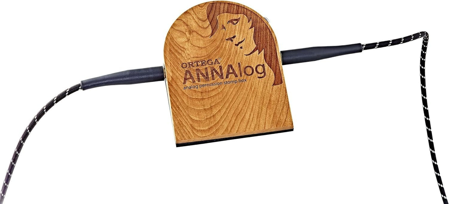 Ortega Guitars Analog Singer-Songwriter Stomp Box with Built-in Passive Piezo for Kick Sound, Natural (ANNALOG)