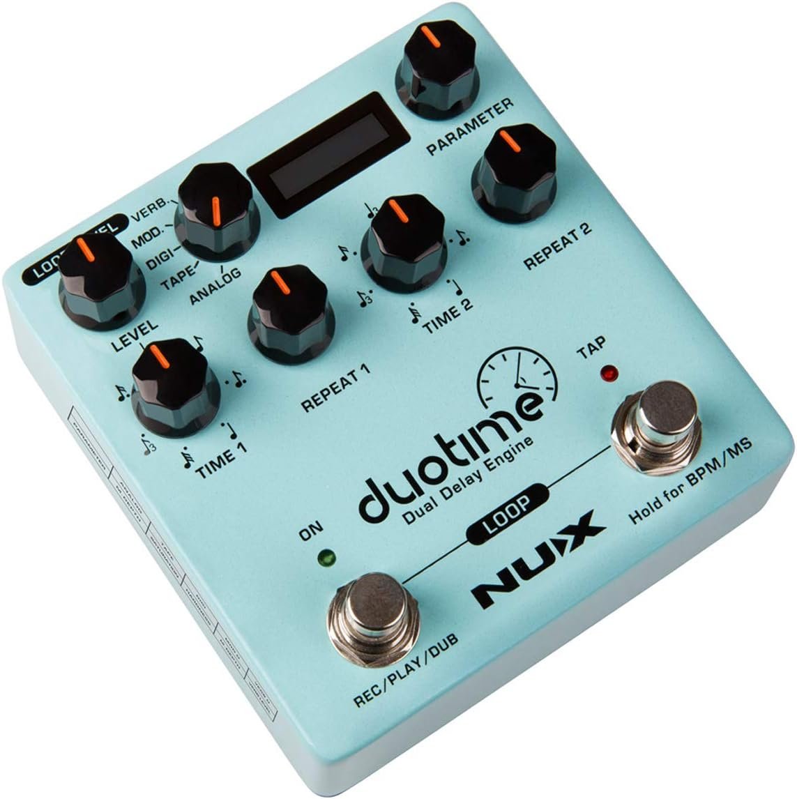 NUX Duotime Stereo Delay Pedal with Independent Time,Analog Delay,Tape Echo,Digital Delay,Modulation Delay and Verb Delay