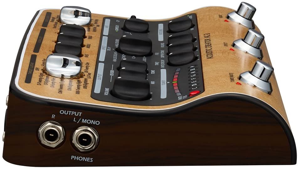 Zoom AC-3 Acoustic Creator, Acoustic DI with Tone Restoration, Acoustic Modeling, 9 effects, Compression, Tuner, Reverb, EQ, and Anti-Feedback