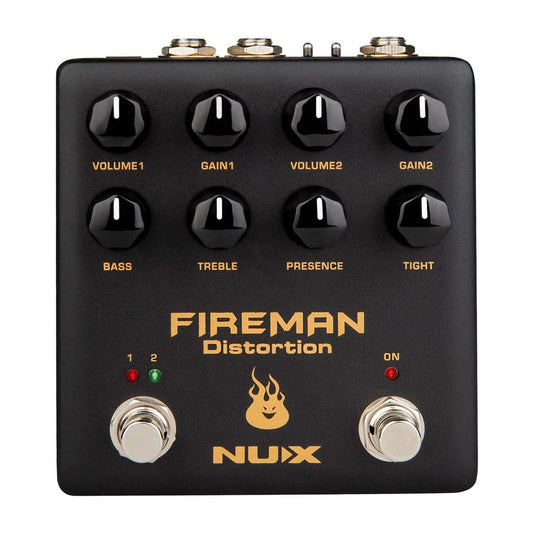 NUX Fireman Distortion Effect Pedal Dual Channel Brown Sound