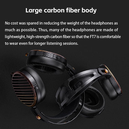 FiiO FT7 Headphones Open-Back Planar 106mm Planar Magnetic Monitor Earphone Gold Diaphragm Carbon Fiber Shell Detachable Cables