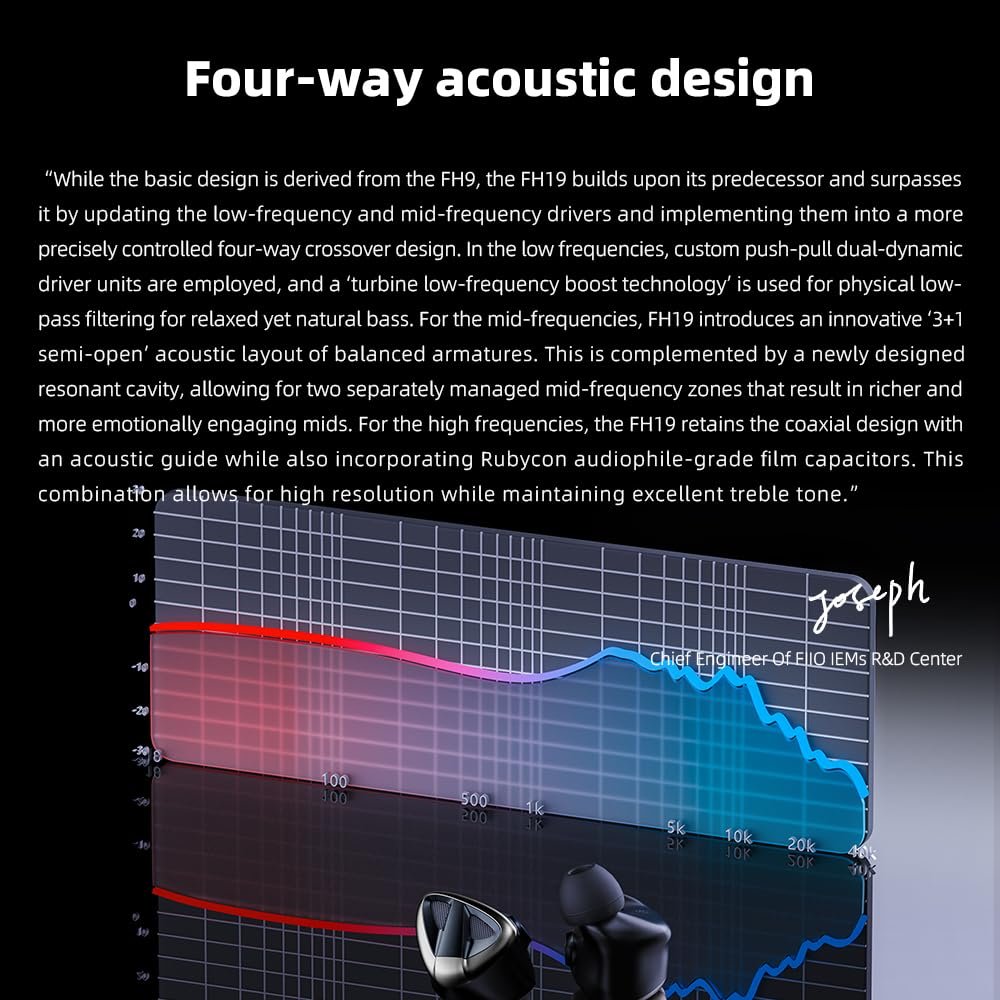 FiiO FH19 HiFi IEM Earphone| 2 Dynamic+ 6 BA Hybrid Driver IEM, Detachable MMCX Headphone Cable for Musician Audiophile