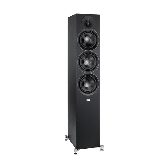 ELAC Debut 3.0 DF63-BK Floorstanding Speaker, Black Ash (Each) - 1” Aluminum Dome Tweeter, 6.5” Aramid Fiber Midrange & Dual 6.5” Aramid Fiber Woofers - 3-Way Bass Reflex - 31Hz to 38KHz Response