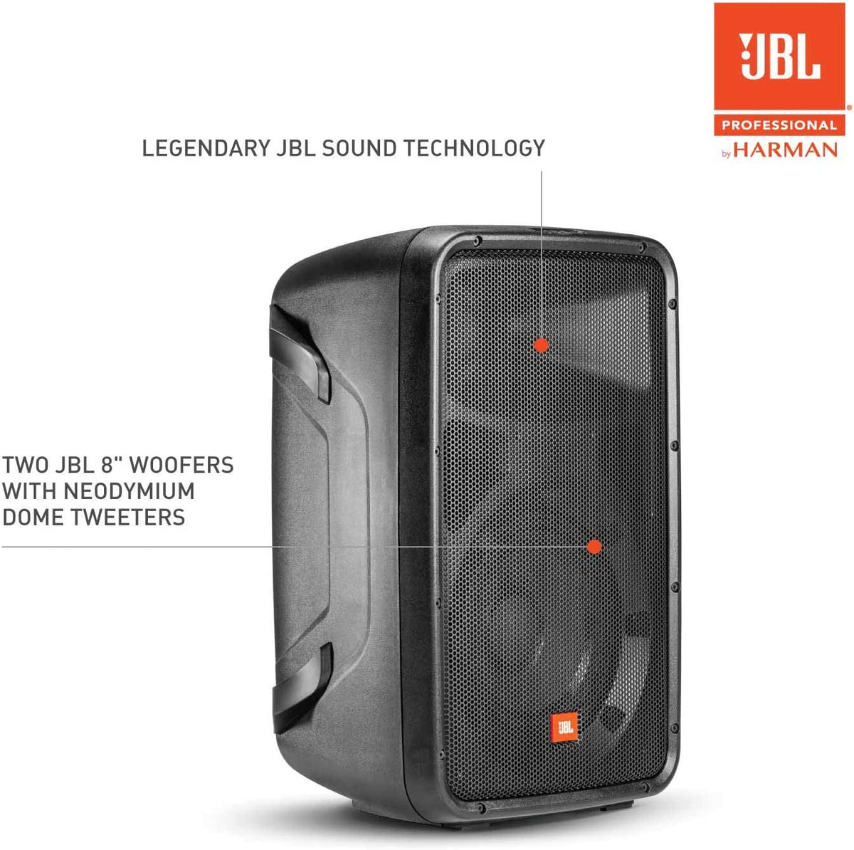 JBL Professional EON208P Portable All-in-One 2-way PA System with 8-Channel Mixer and Bluetooth, Black