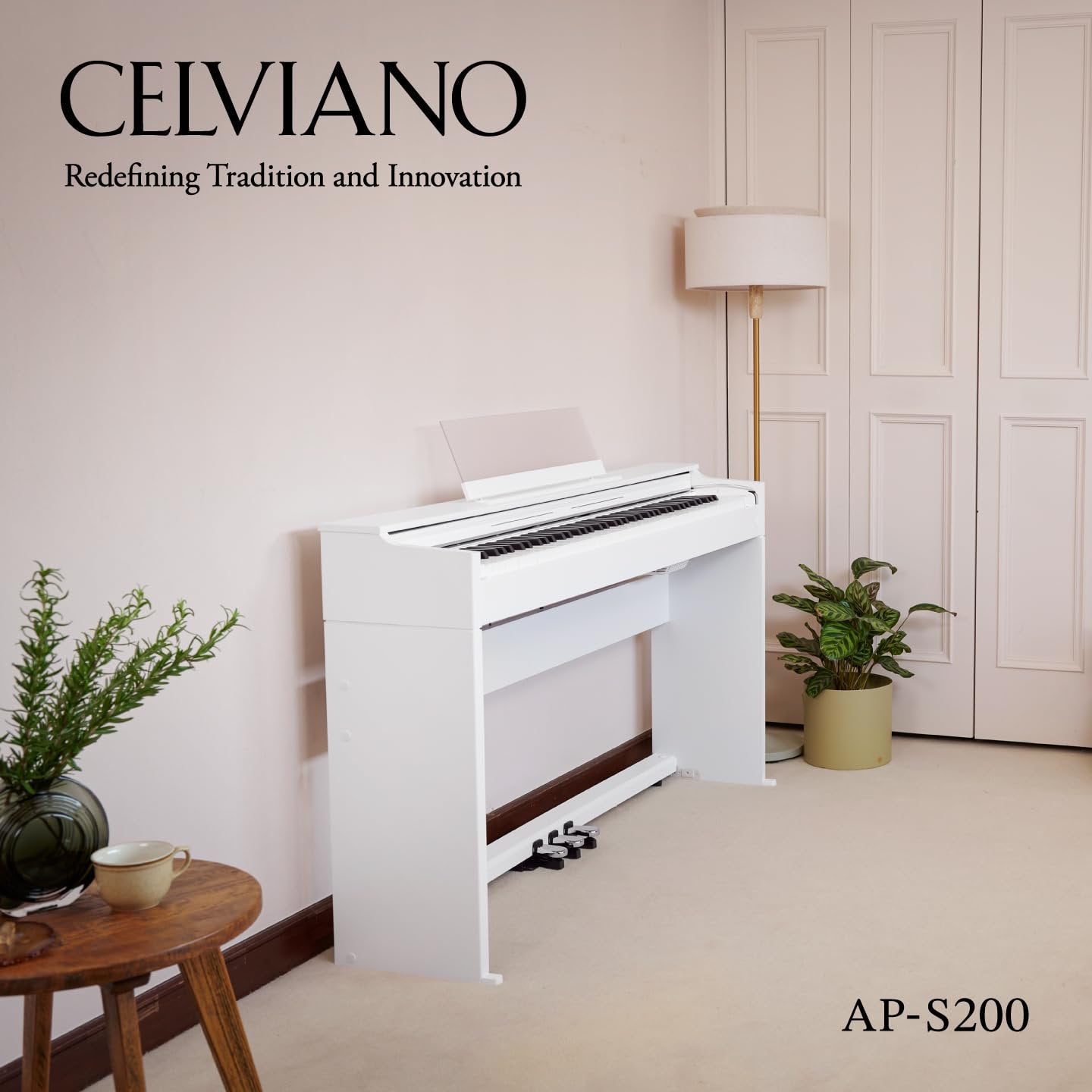 Casio CELVIANO AP-S200 Console Digital Piano, with 88 Weighted Keys, 19 Tones, 40W Speaker System, Bluetooth Audio/MIDI, USB, Rosewood Finish