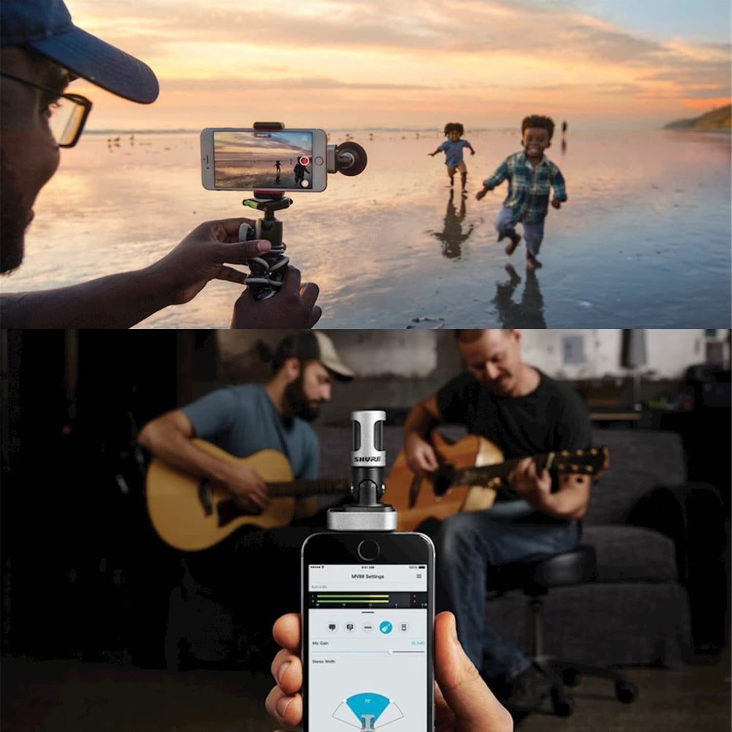 Shure Motiv MV88 Digital Stereo Condenser Microphone - Clips onto iOS Devices, Lightning Connector, Professional Sound Out of an iOS-Compatible Clip-on Mic
