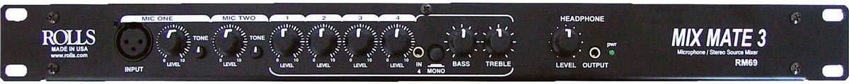 Rolls RM69 MixMate 3 Mic/Source Mixer , Black