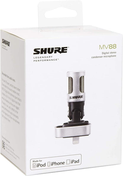 Shure Motiv MV88 Digital Stereo Condenser Microphone - Clips onto iOS Devices, Lightning Connector, Professional Sound Out of an iOS-Compatible Clip-on Mic