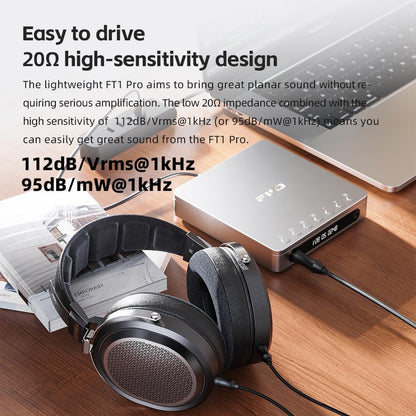FiiO FT1 Pro Open-Back Planar Magnetic Wired Hi-Fi Headphones for Home, Studio, Recording, High Sensitivity