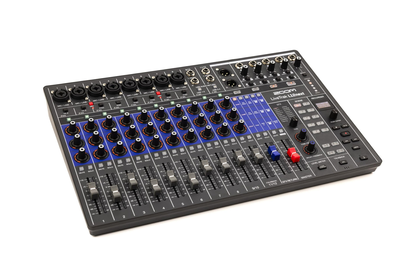 Zoom LiveTrak L12next Digital Mixer & Multitrack Recorder for Musicians, 12-Channels, 32-Bit Float Master, 14-Track Recording at 96 kHz, Effects, Audio Interface, Scenes, and Personal Monitoring