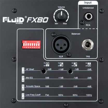 Fluid Audio FX80 Black : 8" Single Point Source Coax Reference Monitor, Bi-Amplified 110w 35Hz - 22kHz (+/-3db)