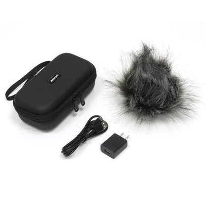 Zoom H4essential 4-Track 32-Bit Float Portable Audio Recorder Bundle with APH-4e Accessory Pack, Hairy Windscreen, Case, AC Adapter, 32GB SD Card, Mini Tripod