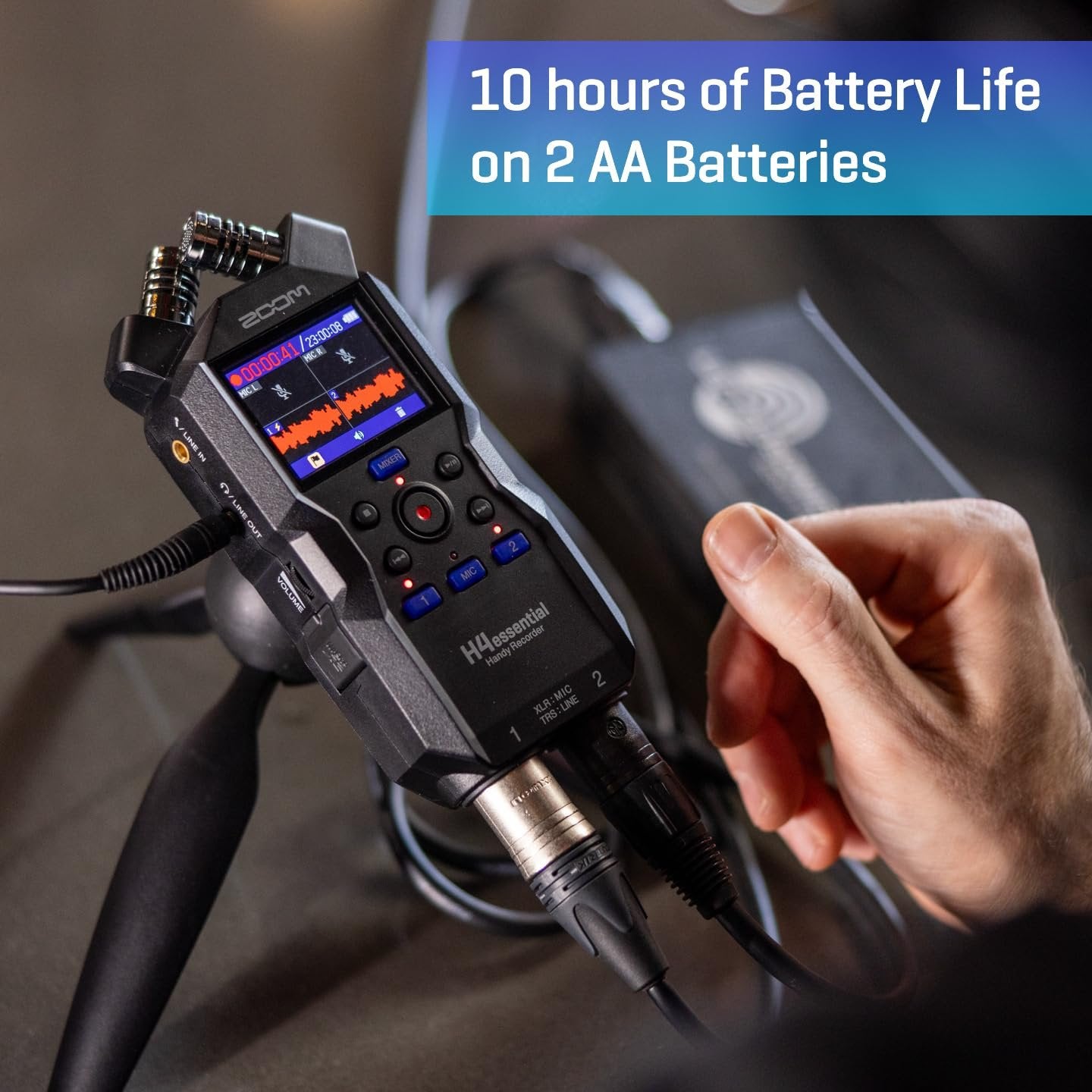 Zoom H4 Essential 4-Track Stereo Recorder with 32-Bit Float Recording, Stereo Microphones, 2 XLR/TRS Combo Inputs, USB Audio Interface, Accessible Design for Voice, Music, & Podcasting