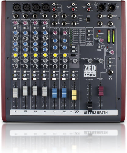 Allen & Heath ZED60-10FX - Touring Quality Audio Mixer with 2 Mic/Line, 2 Mic/Line/DI, 3 Stereo Line, Onboard FX and USB I/O (AH-ZED60-10FX)