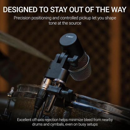 SE ELECTRONICS V BEAT Drum Mic - Compact Dynamic Supercardioid Drum Microphone for Toms & Snares with Adjustable Swivel Mount for Precise Positioning - Perfect for Studio & Live Use