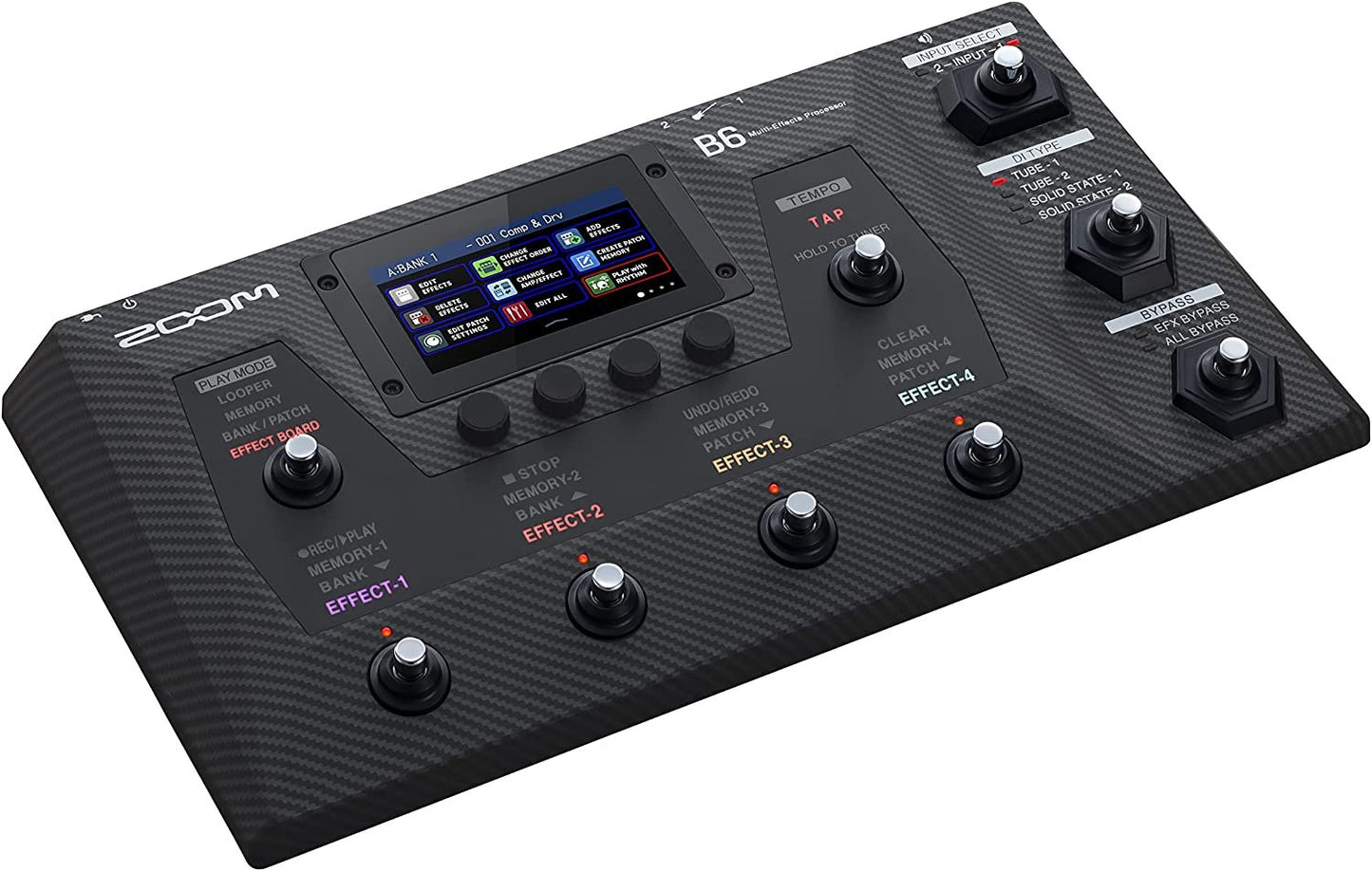 Zoom B6 Bass Multi-Effects Processor with 4 DI Boxes, A/B Switcher, Touchscreen Interface, 100+ Built in Effects, Amp Modeling, IR’s, Looper, & Audio Interface for Direct Recording to Computer