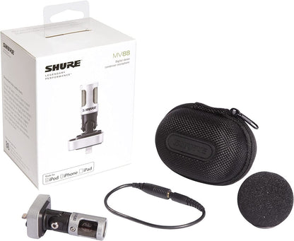 Shure Motiv MV88 Digital Stereo Condenser Microphone - Clips onto iOS Devices, Lightning Connector, Professional Sound Out of an iOS-Compatible Clip-on Mic