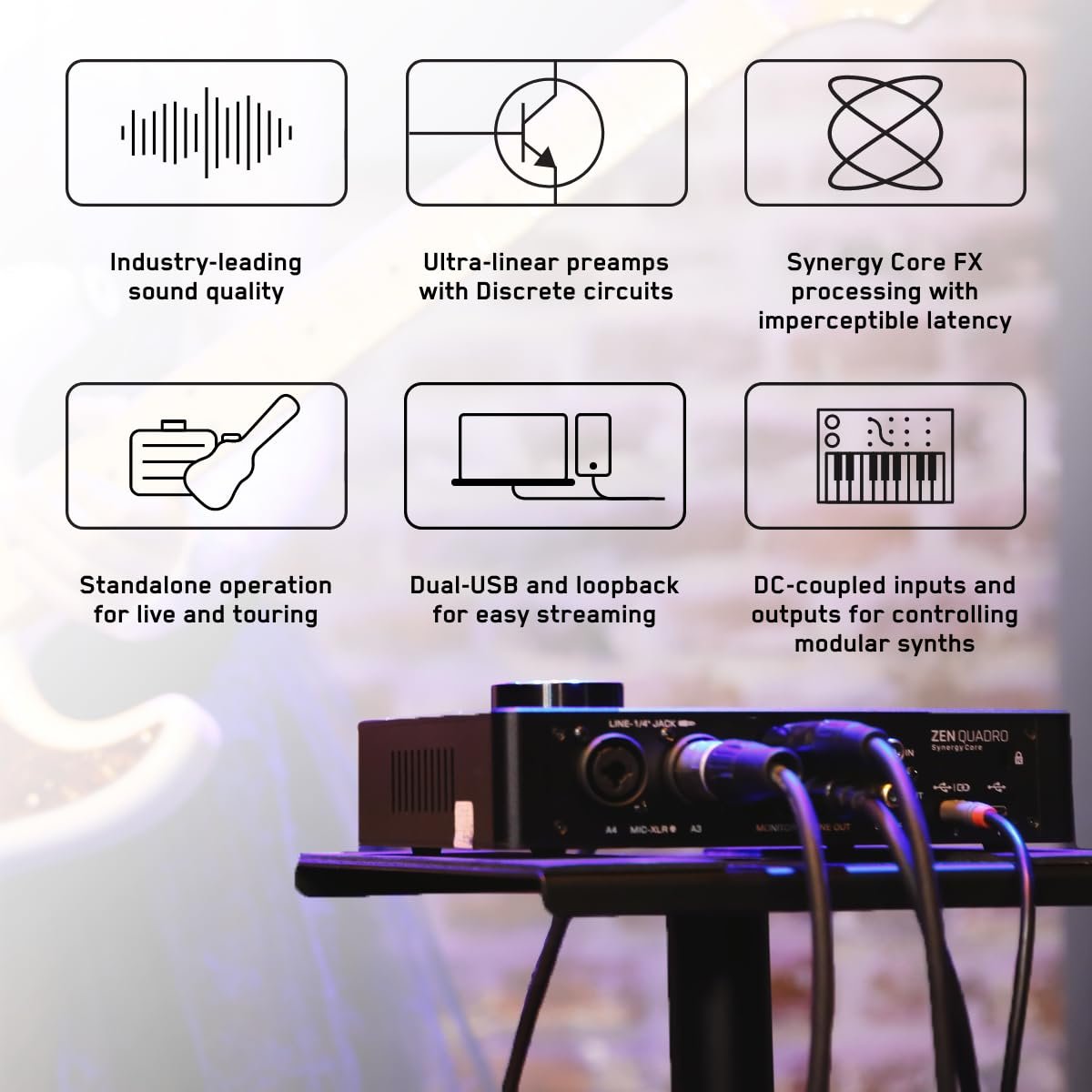 Zen Quadro Synergy Core - 14x10 Dual USB-C Bus-powered audio interface with Discrete preamps, class-leading converters, and included Real-Time DSP+FPGA effects - Antelope Audio