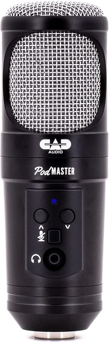 CAD PM1300 PodMaster™ SuperD usb Professional Broadcast / Podcasting Microphone with SuperD VOG Dynamic Capsule, supplied with Broadcast Boom Mic Stand, Black