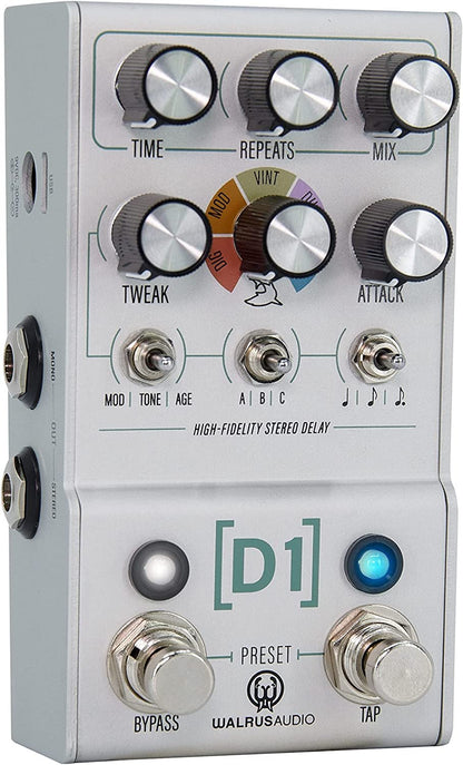 Walrus Audio Mako Series D1 V2 High Fidelity Delay Pedal 900-1051V2 Silver