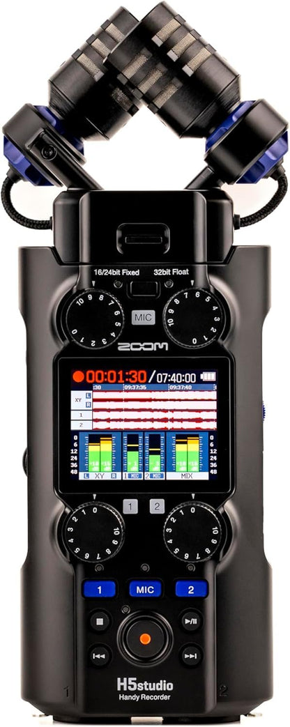 Zoom H5studio 6-Track 32-Bit Float Handy Recorder Bundle with APH-5s Accessory Pack with Hairy Windscreen, Padded Shell Case, AC Adapter, & USB C-Cable